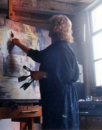 Toos schildert in haar atelier aan de Korendijk 56 in Middelburg